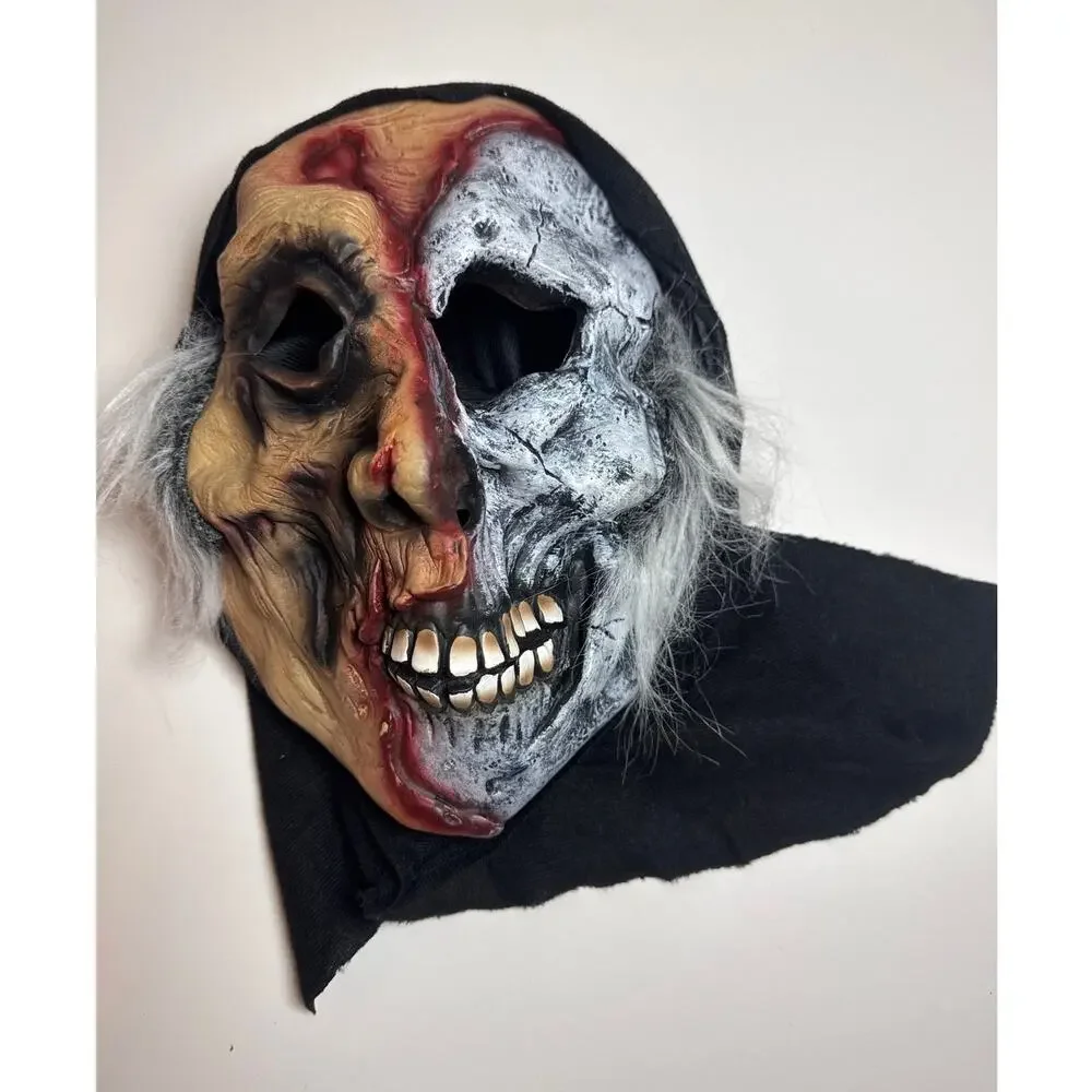 Vintage Scary Two Faced Halloween Mask Dead Bloody Scary Rubber Latex Adult
